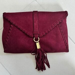 MILLY suede clutch w/ removable strap